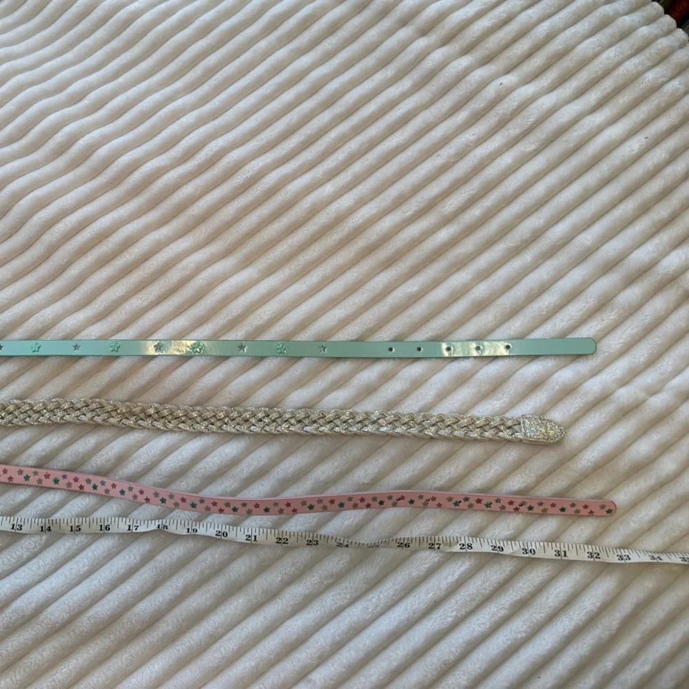 Set of Three Belts - Pink, silver white and light blue